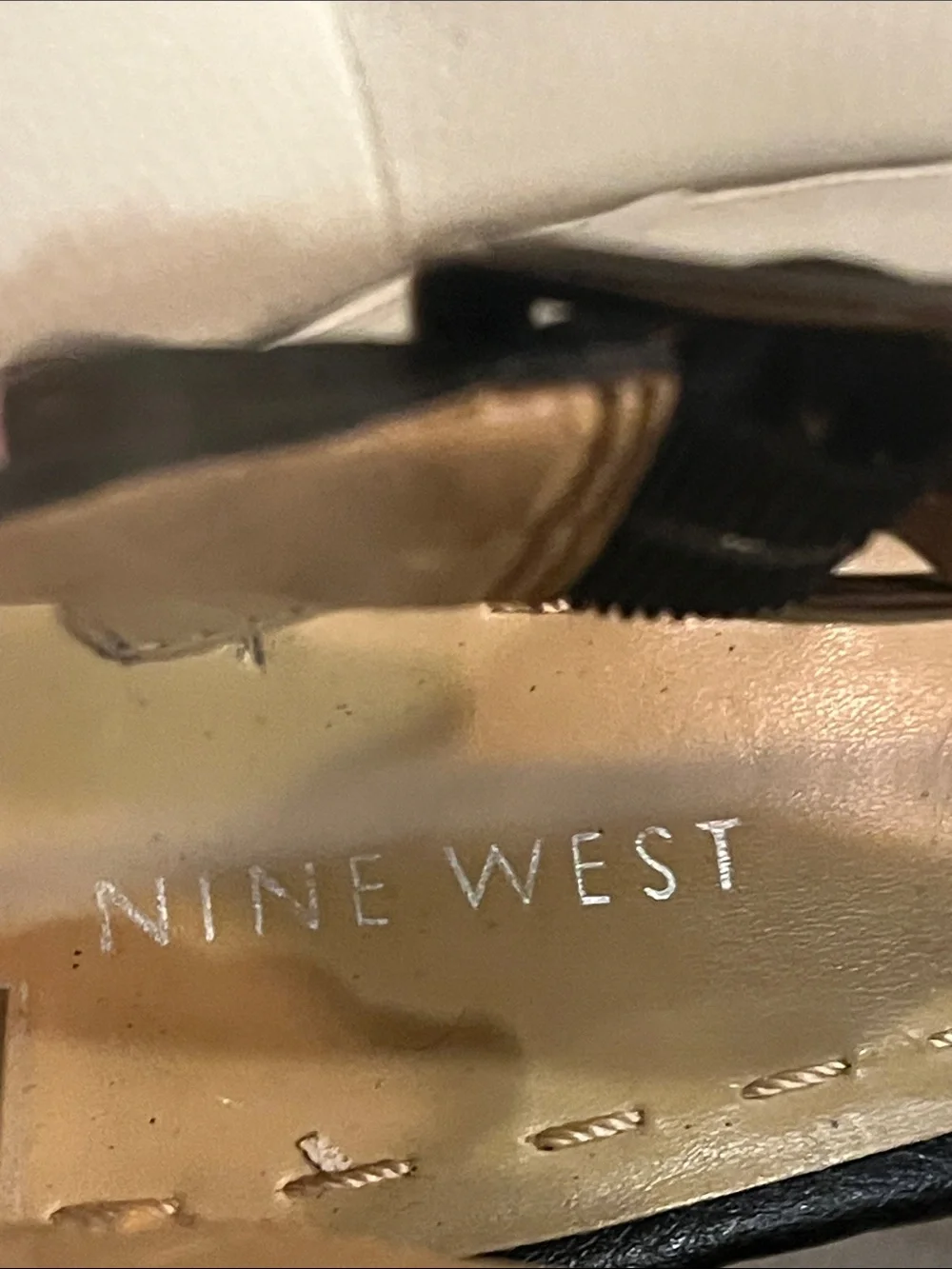 Nine West Black Leather Cork Wedge Sandals Size 8